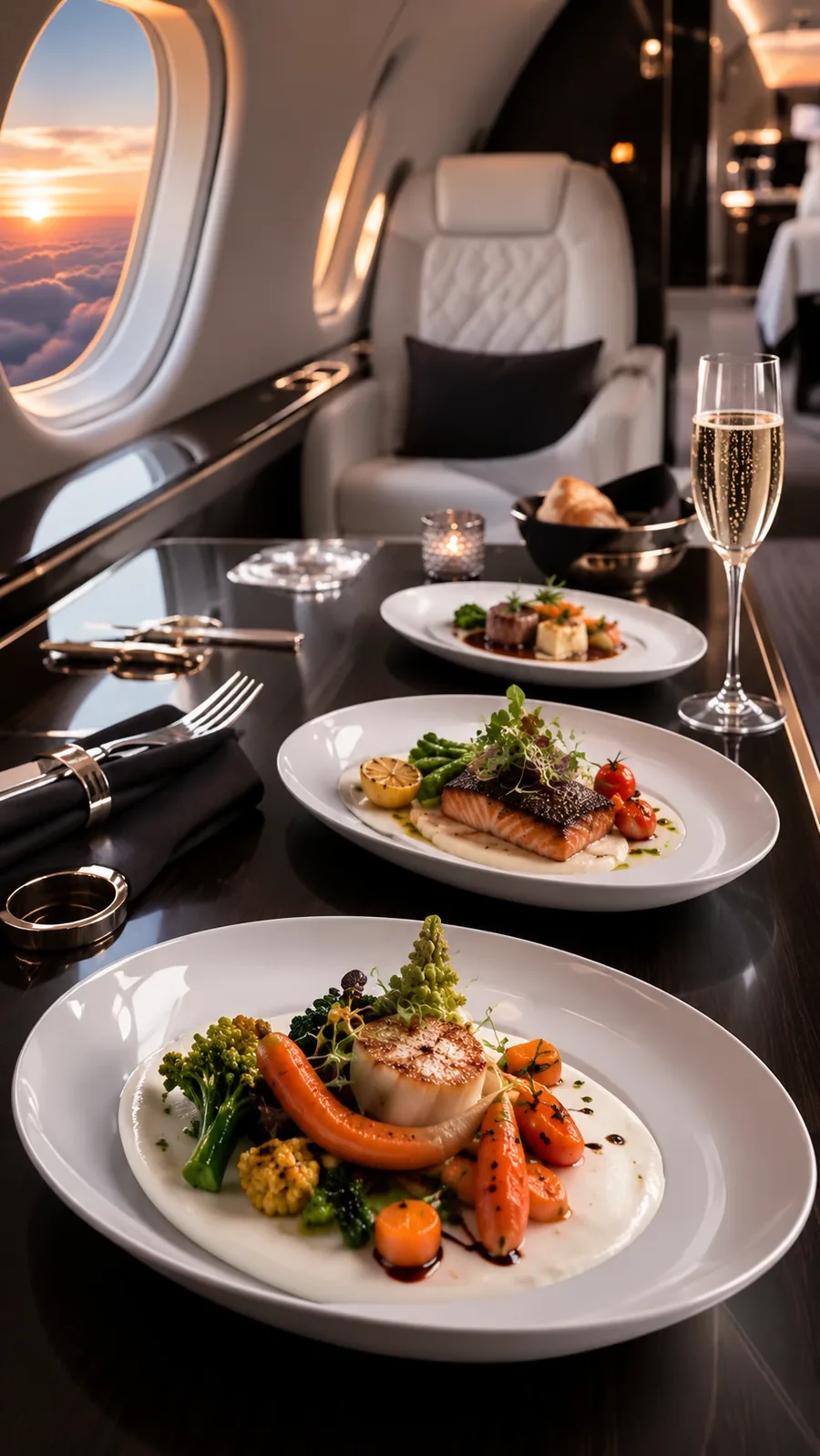 Catering served on board a private flight